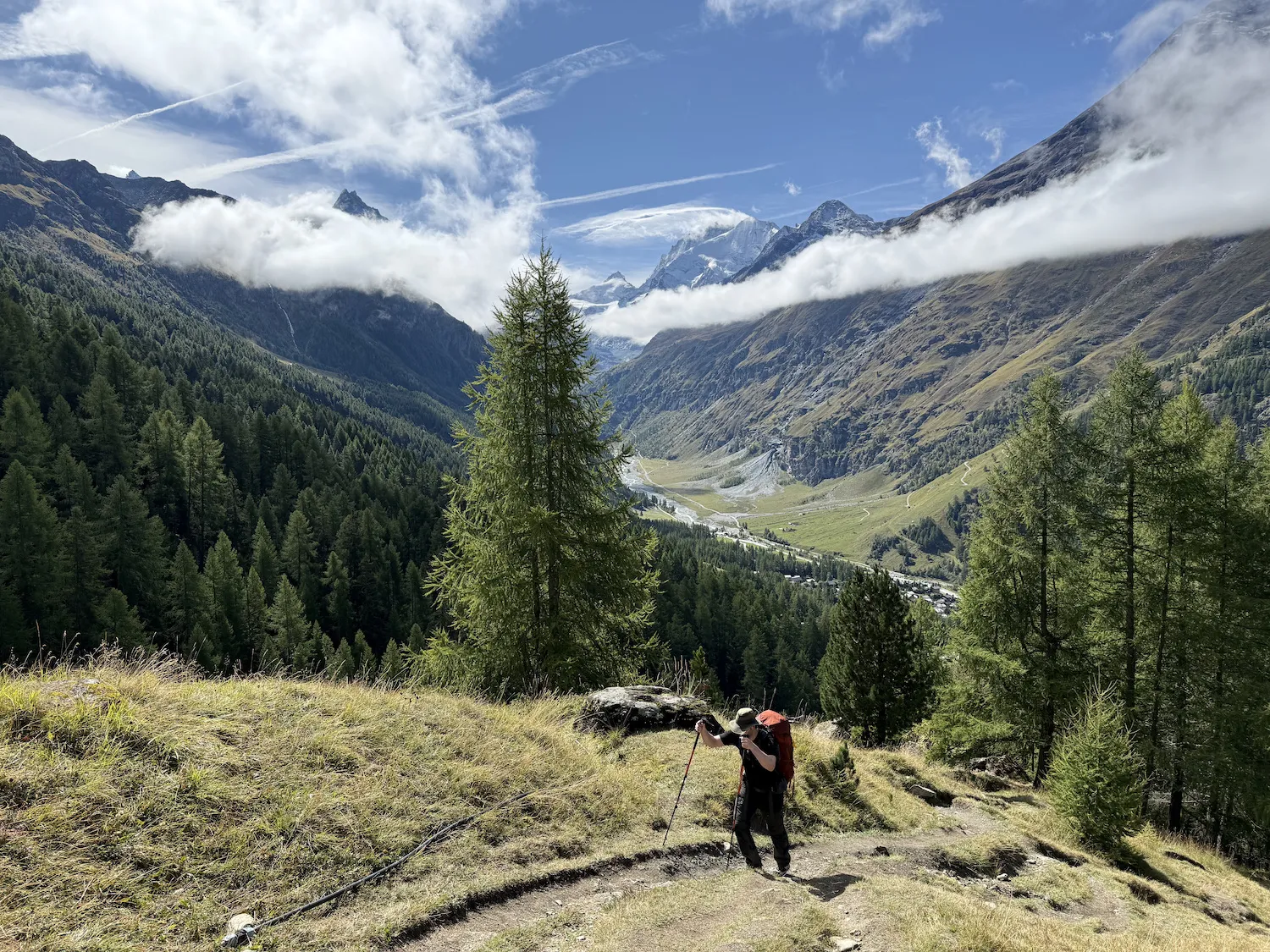 Man climbing steep hill