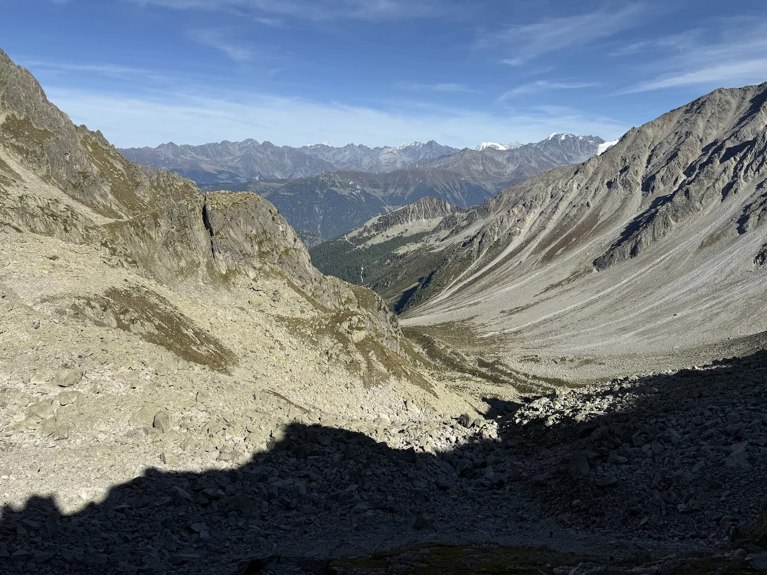 Mountain with shaded large boulders