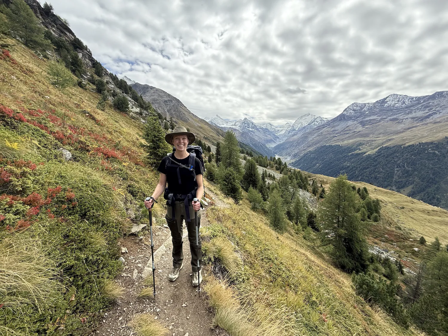 Woman hiking in the mountains
