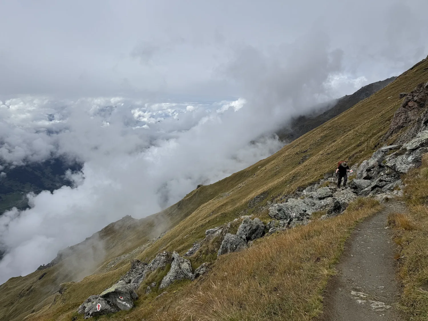 Man hiking in rocky terrain