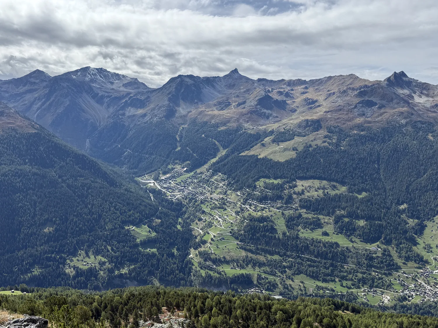 Small town as viewed from above on a trail