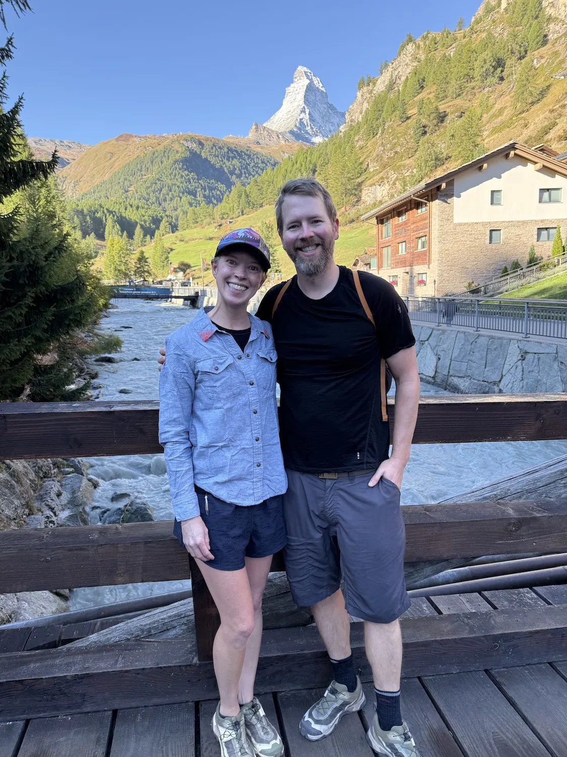 Couple on bridge in front of the Matterhorn