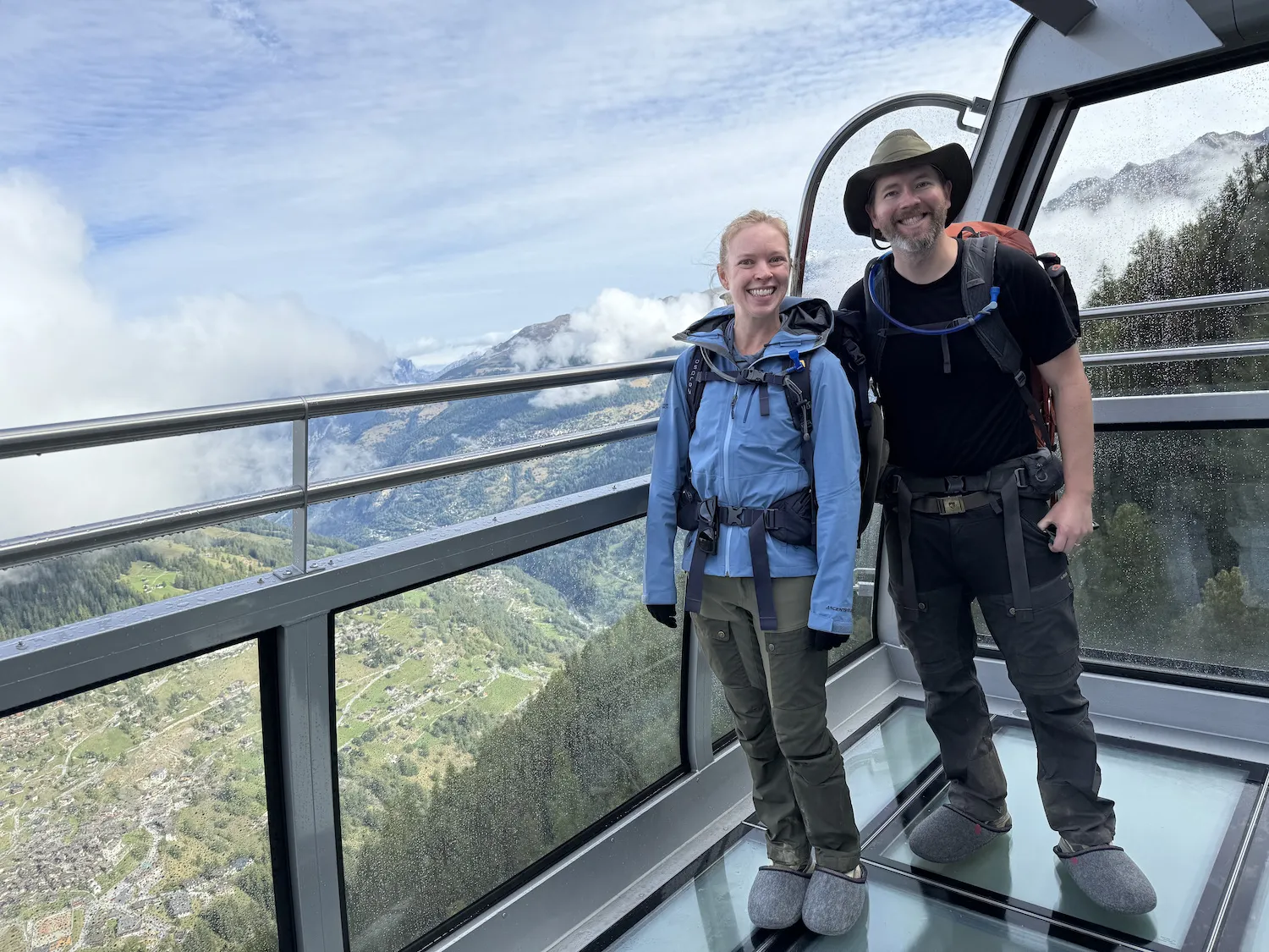 Man and woman on large gondola