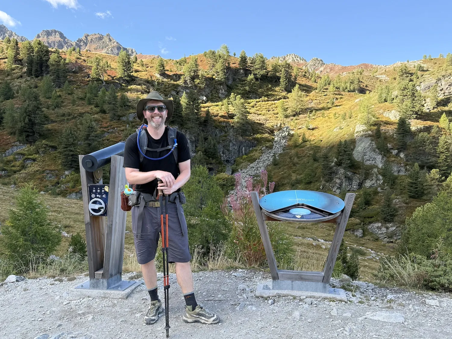 Man next to telescope