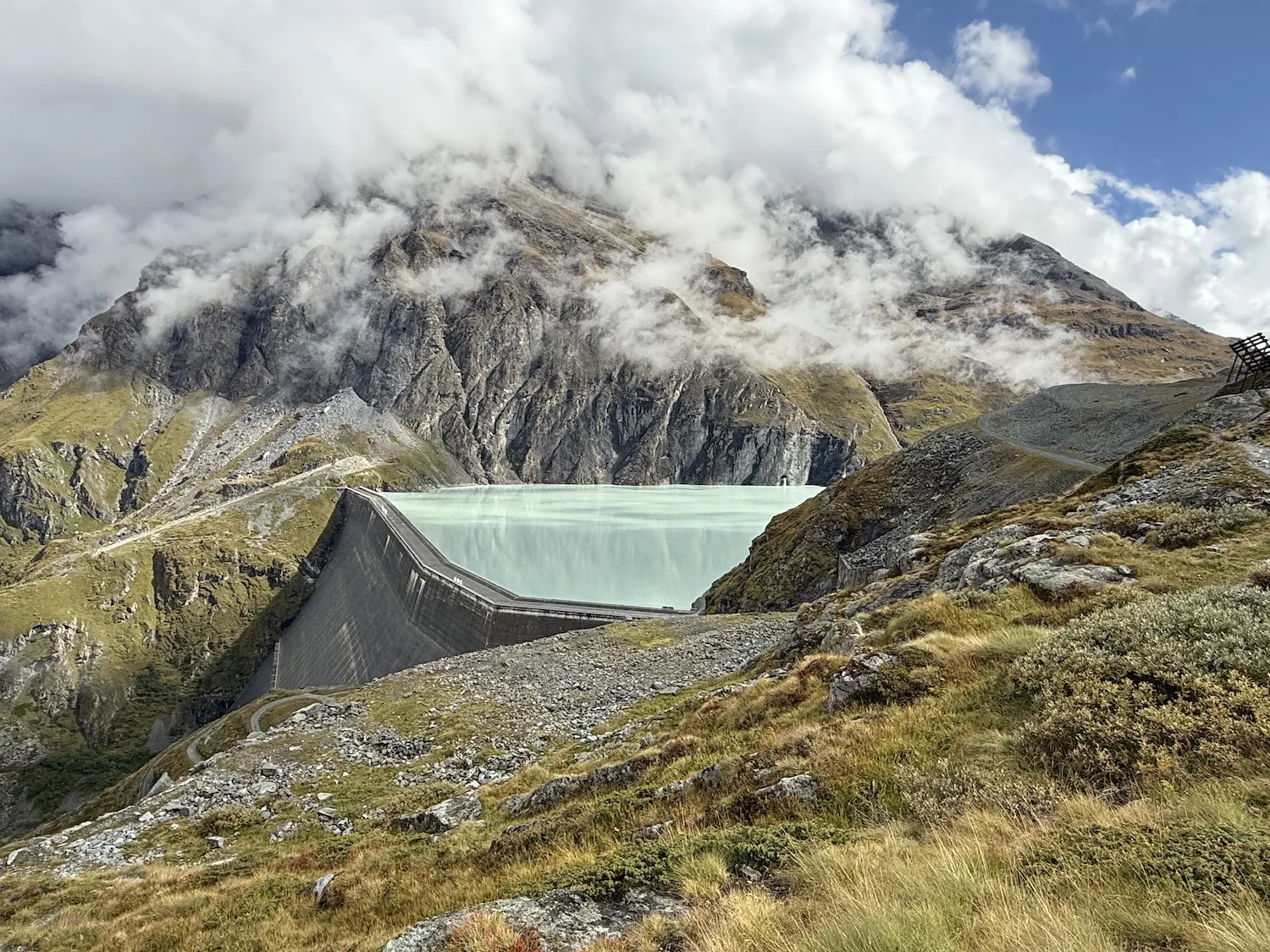 Dam with gray looking glacier water