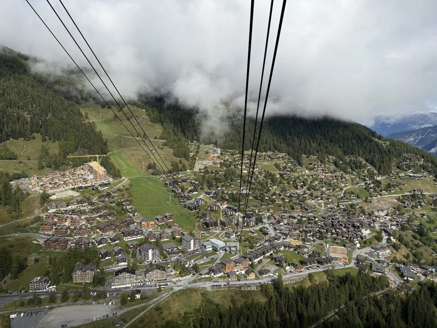 View from above of small town