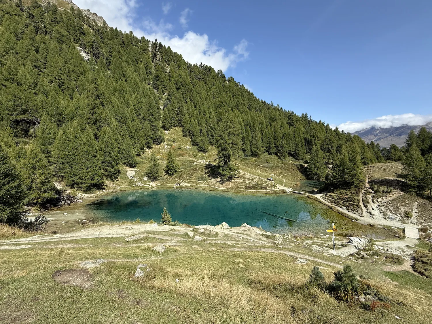 Lake with bright blue water