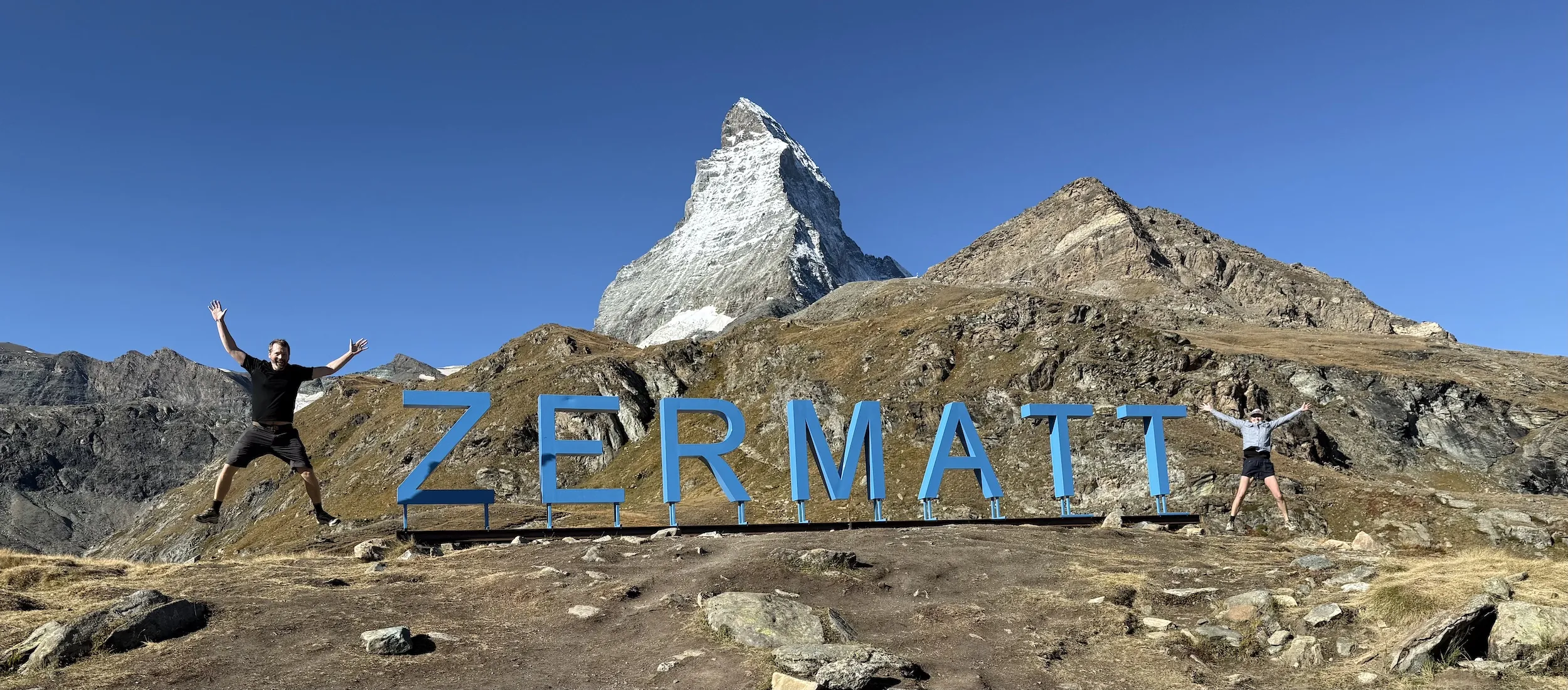 Zermatt sign in front of the Matterhorn