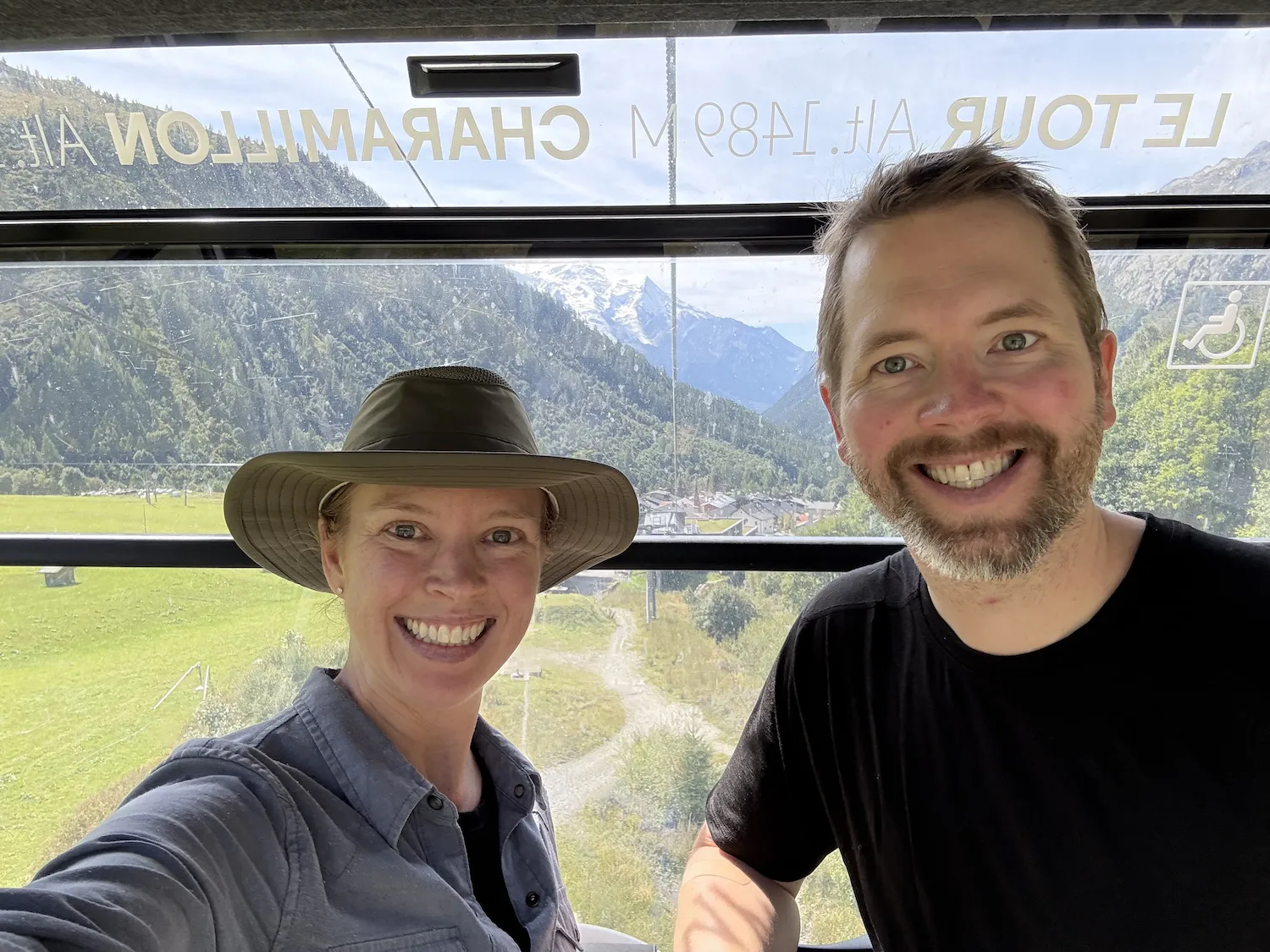 Grant and Sheryl inside of a gondola