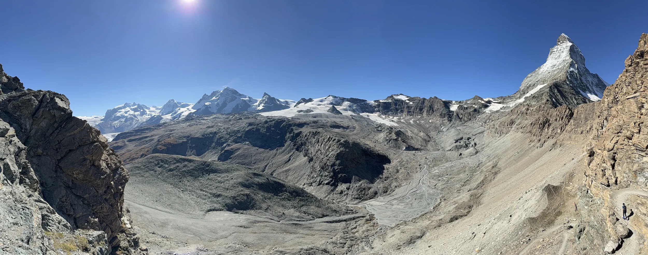 Panoramic view with the mountains and Matterhorn