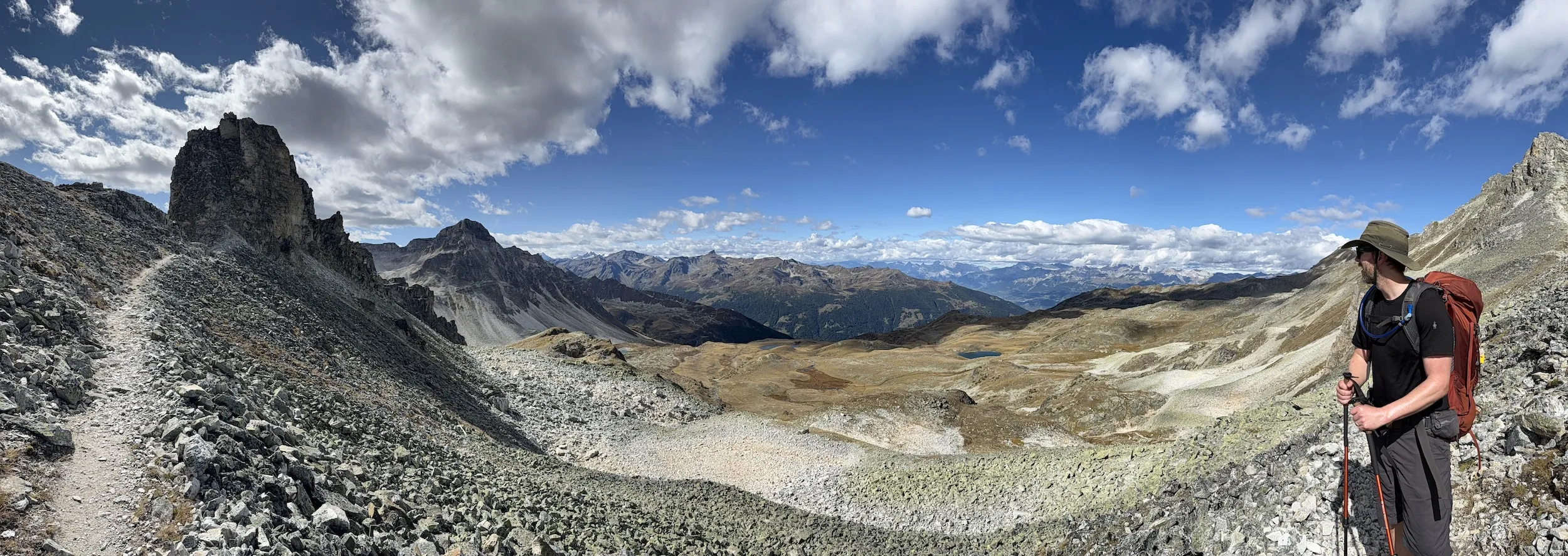 Panoramic view of man and mountain range