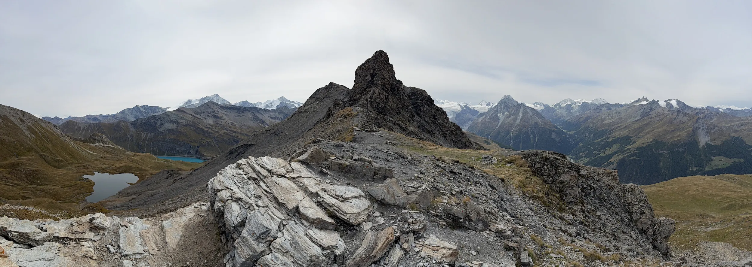 Panoramic of mountain range and lakes