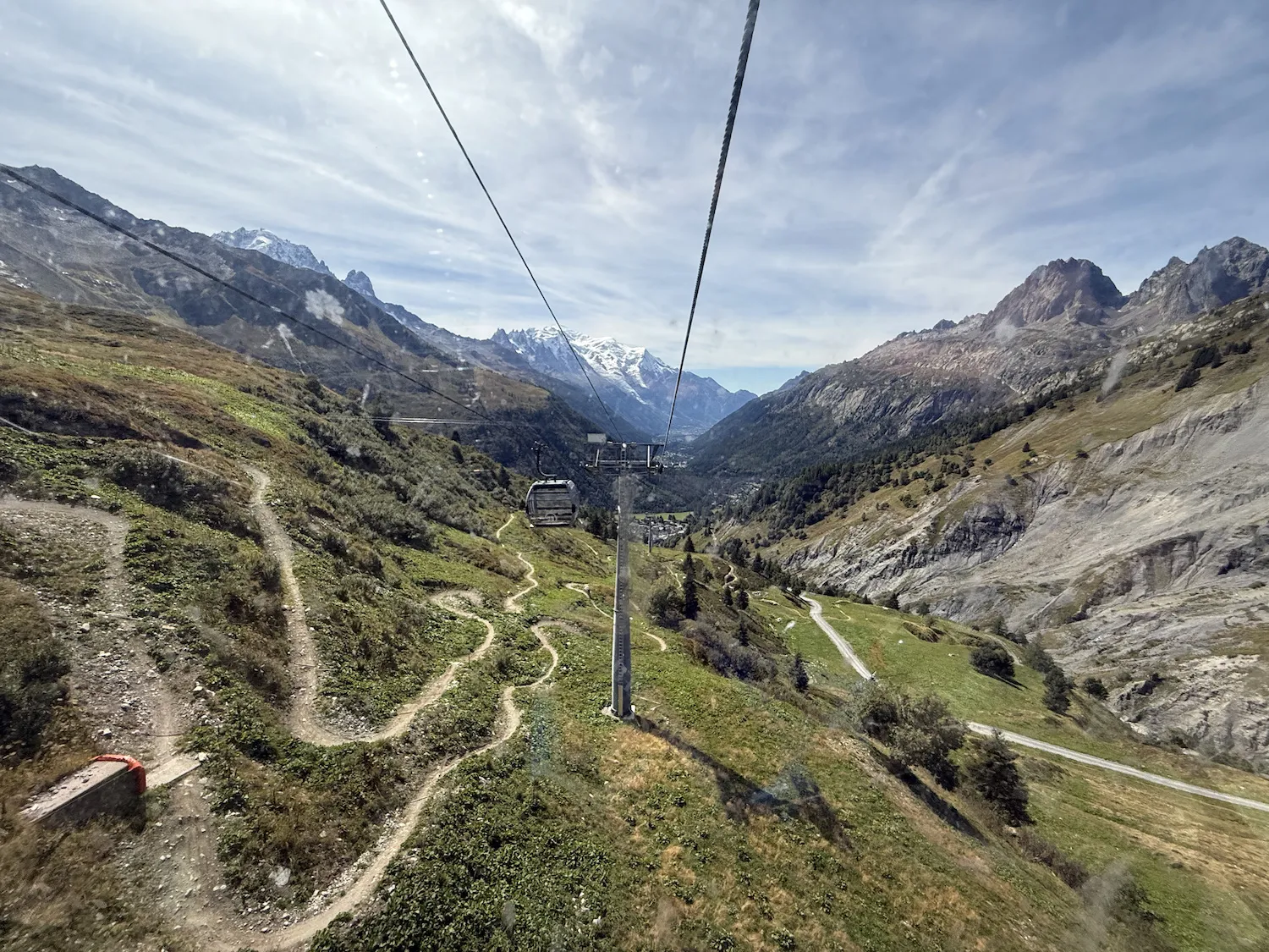 View of hiking path a gondola