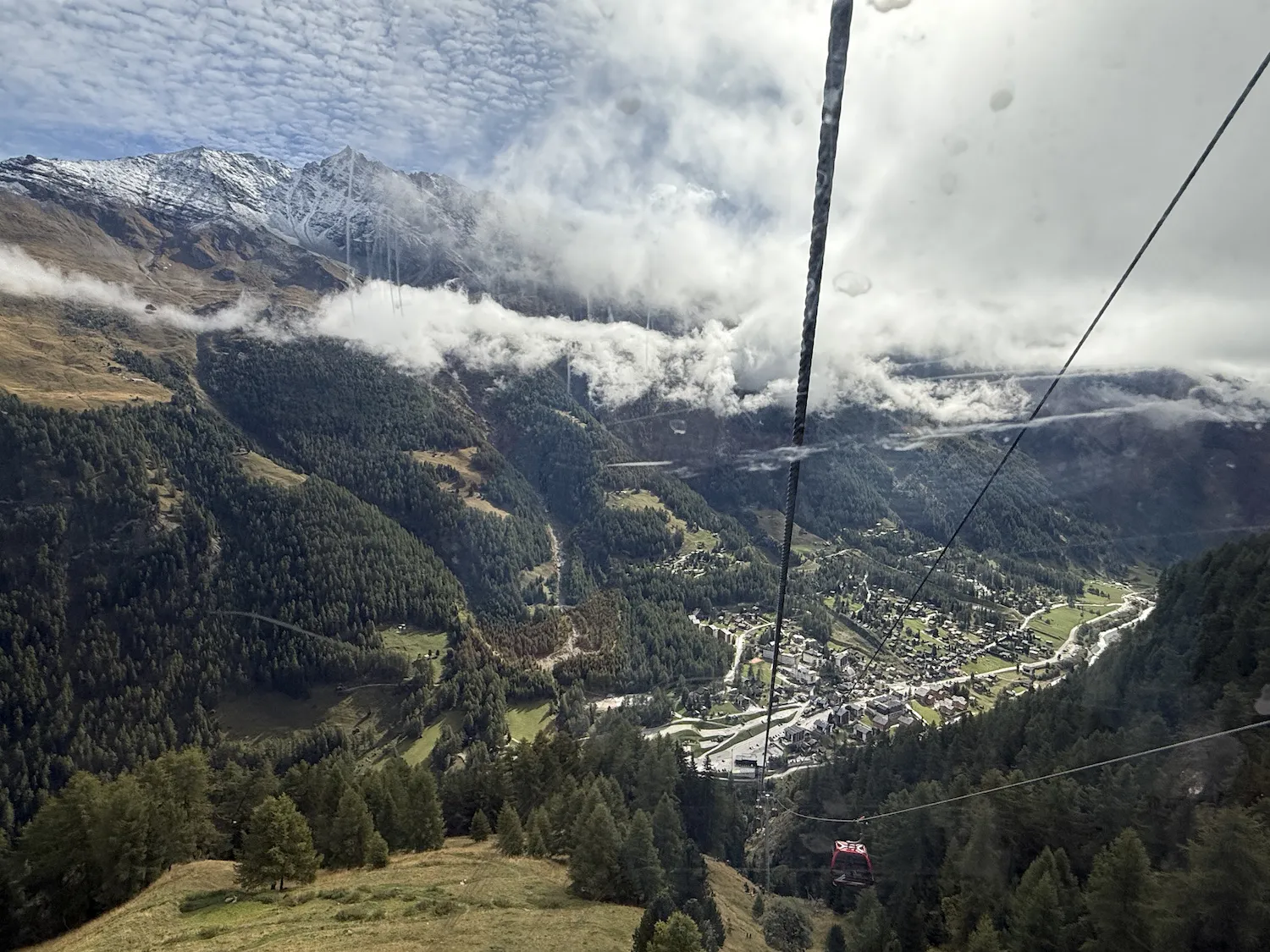Small town as viewed from a gondola window