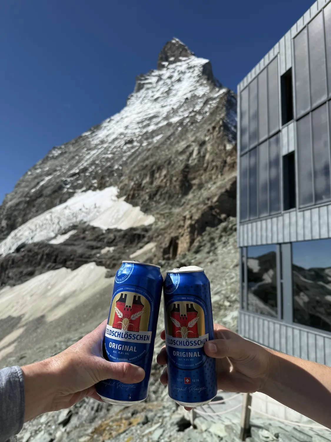 Beers in front of the Matterhorn